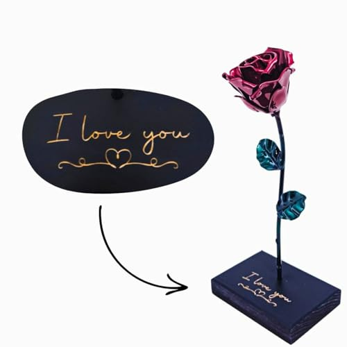 Forging Art Bcn® Hand Forged Eternal Wrought Iron Rose - Gift for Valentine's Day, Mother's Day, 6th Year Wedding Anniversary (Love)