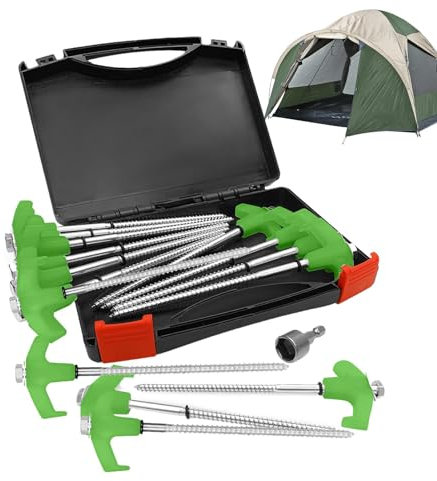 Zeltheringe zum Einschrauben, 20,3 cm, 15 Stück Campingbohrer in robusten Zeltheringen, Markisenheringen aus Metall, Metallgewinde, Zelt-Spikes, Campingzelt-Zubehör