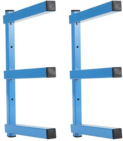 Sinoer Garage Holz Lagerregal, Blaue Spritzbeschichtung, Schwerlaststahl，Wandregal mit 3 Schichten Wandmontage für Innen & Außen -2er Pack