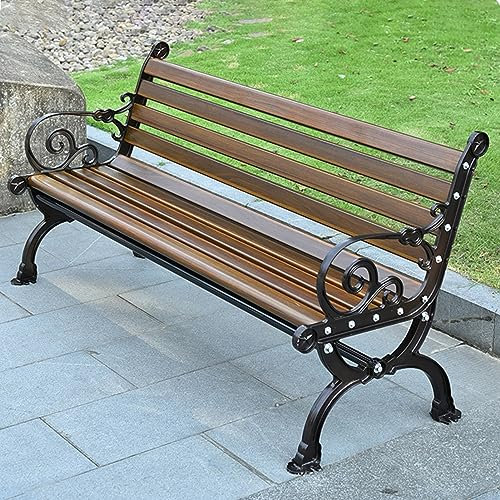 SORVA Gartenbank für draußen, Parkbank, Terrassenbank, Außenbank aus Metall mit Rückenlehne und Armlehnen, Rahmen aus Aluminiumguss, Bankstuhl für Park, Hof, Veranda, Weg, Rasen (Größe: 150 x 54 x