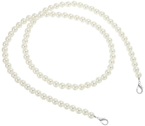 PATIKIL Nachahmung Perlenkette Tasche Gurt 100cm, Perlenkette Tasche Handtasche Clutch Ersatz mit Karabinerverschluss für DIY Handtasche Geldbörse Clutch Basteln, Silber