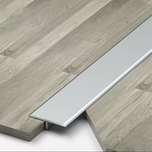 GUOGLZ 3 Stück T-Profil Übergangsprofil 90 cm Aluminium-Formleisten Zierleisten Und Boden-Übergangsstreifen Verbinden Sie Ihre Böden Nahtlos(Silver,1cm x 270cm (3 * 90cm))