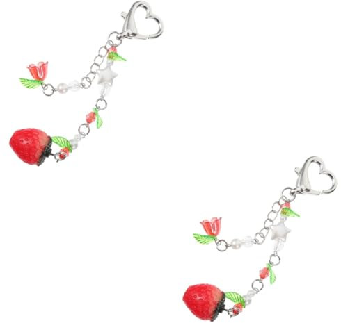 GALPADA 2stücke Strawberry Keyring Simulation Schlüsselanhänger Mit Herz-pendant Süßes Design Für Taschen Rucksäcke Und Autoschlüssel Perfekter Begleiter Für Jeden Anlass