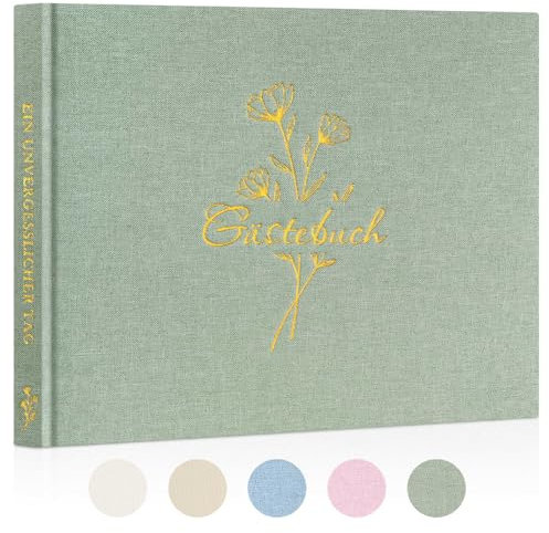 Lanpn Gästebuch Hochzeit, Gästebuch Geburtstag Hochzeitsalbum Hochzeitsgästebuch Blanko, Hochzeitsbuch Gästebücher, Leinen Gästebuch für Jubiläen Geburtstage Babyparty Taufe (108 Seiten, Grün)