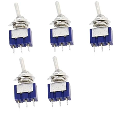 Lot de 5 interrupteurs à bascule miniatures à levier unipolaire à deux directions ON-OFF-ON/ON-ON 120 VCA 6 A 1/4 pouce de montage MTS-102 103 202 203(MTS-102)