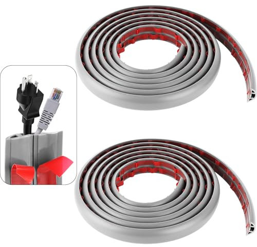 Oungy 2 Stück Kabelkanal Boden Flach, Kabelkanal Grau 3m Kabelkanalen Selbstklebend, Kabelkanalen Grau Kabelkanals Selbstklebend, Kabelabdeckung für Alle Netzkabel Büros Wohnungen usw, (30mm X 10mm)