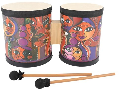15,5 Cm, 13 Cm Bongo-Trommel mit Toon-Holz und Kunststoffmaterial, Oberseite aus Ziegenleder, Ideale Baby-Spielzeugtrommel für Kinder, um Rhythmus zu entwickeln. Geeignet für