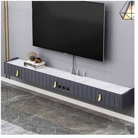 TV Schrank Hängend Schwebender TV-Ständer mit Kabellöchern, 70,8 Zoll großes schwebendes TV-Regal for die Wandmontage unter dem Fernseher, Entertainment-Center, moderne Medienkonsole for Wohnzimmer, Z