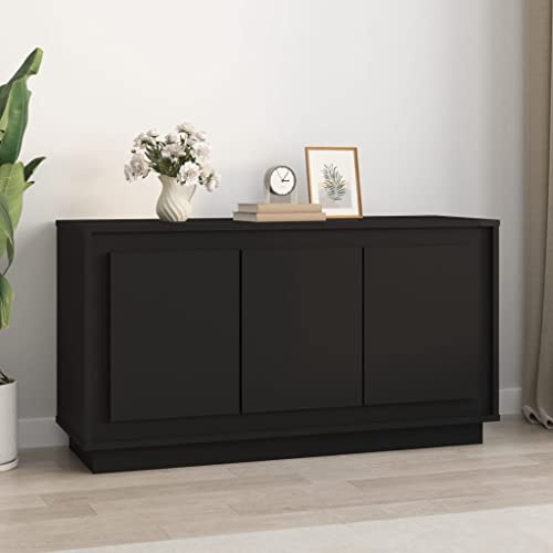 Annlera Sideboard Aufbewahrungsschrank Stilvollen Beistellschrank Buffetschrank Moderne Schrank für Wohnzimmer Schlafzimmer oder Flur Minimalistischen Design Schwarz 102x35x55 cm