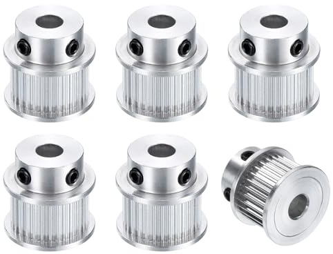 sourcing map GT-2 30T Riemenscheibe, Synchronrad, 6,35 mm Bohrung, Aluminium-Zahnriemen, 30 Zähne, passend für Breite 10 mm, Zahnriemen für 3D-Drucker, CNC-Maschinen, 6 Stück