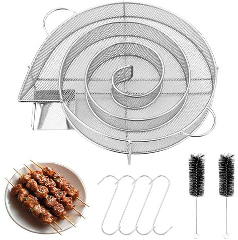 Set da 7 Pezzi Affumicatore Barbecue Portatile,Durevole,Generatore Fumo Freddo con Manico,Con 2 Spazzola, 4 Ganci,per griglie, affumicatori e forni per affumicatura, riutilizzabili