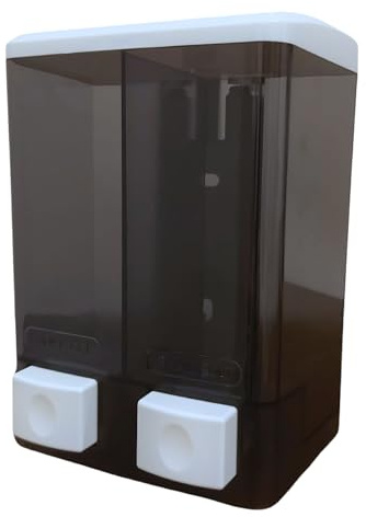 GUSTO Dispenser Doppio da Muro Manuale Sapone 500 ml x 2 con Chiave Serratura Shampoo Bagnoschiuma per Doccia Bagno Palestre Ristoranti Hotel Ospedali Cucina Studi