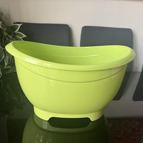 LIAMRA Large Kitchen Washing Up Bowl with Drainer, Oval Washing Bowl with Drainage, Kitchen Sink Washing up Bowl with Drain Plug, Lime Green