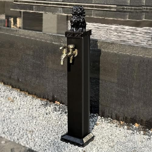 Colonne D'eau de Jardin Extérieure en Alliage D'aluminium, Colonne D'irrigation de Fontaine D'arrosage Verticale avec Support et Crochets(Black,80cm/31.5in)