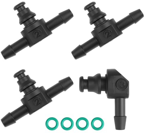 4 Pièces Connecteur Retour Injecteur Gasoil Étanchéité Parfaite Couple Bec D'Injecteur Carburant S'Adapte pour Tuyau Retour Injecteur Diesel Hydraulique Inclus 1 x 2 Voies L 3 x 3 Voies T (6mm/5mm)