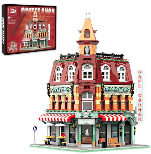 Astrevo Stadt Kaffee Haus Bauspielzeug, 1950 Stück Cafe Laden Bauklotz Spielzeug, Architektur Klemmbausteine Modell für Erwachsene Kinder Jungen Mädchen Alter 8+