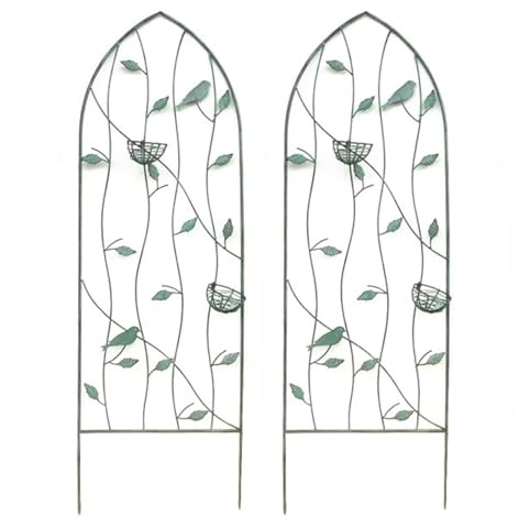 Paneles de Enrejado de Jardín, 100x35cm/120x39cm/150x45cm, Verde/Blanco, Vintage Trellis trepar con Alambre de Hierro para Flores, Rosas, Enredaderas, hortalizas, pepinos, Plantas trepadoras