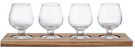 BarCraft Verkostungsbrett mit Gläsern, 34 x 11,5 cm, in Geschenkbox, Braun