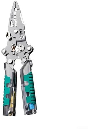 Alicates pelacables plegables 18 en 1 equipados con probador de voltaje para instalación eléctrica, cableado de automóviles y reparaciones generales (8.8 pulgadas)