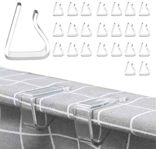 24 Pcs Clear Tablecloth Clips for Outdoor Table Cloth Clips for Keep Tablecloth from Sliding Transparent Plastic Cloth Clips for Camping Party Folding Thick Tables Wind Resistant Secure Table Cover L