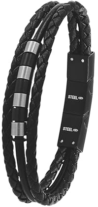 Tom Tailor Armband für Jungen, Edelstahl und Leder, 16,5+1,5 cm, Bicolor, Geschenkidee, Armschmuck, Kinderschmuck, 2100612