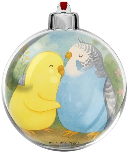 Mr. & Mrs. Panda plastik weihnachtskugel Wellensittich Liebe Design - Geschenk, christbaumkugel, Verliebt, Nähe, christbaumkugeln, weihnachtskugeln, Vögel, Weihnachtliche Kugel, Hocheitstag, Verknallt