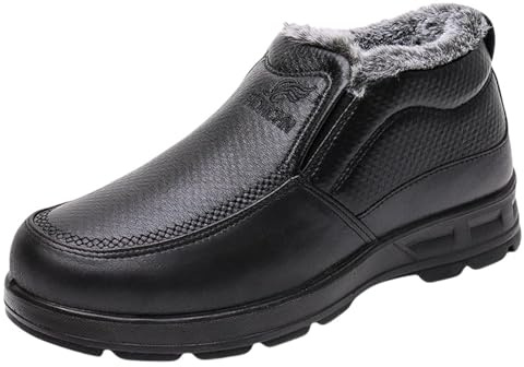Generisch Calde scarpe invernali da uomo, slip in, scarpe per il tempo libero, senza lacci, scarpe da neve, antiscivolo, tinta unita, foderate, scarpe da jogging piatte, Nero , 41 EU