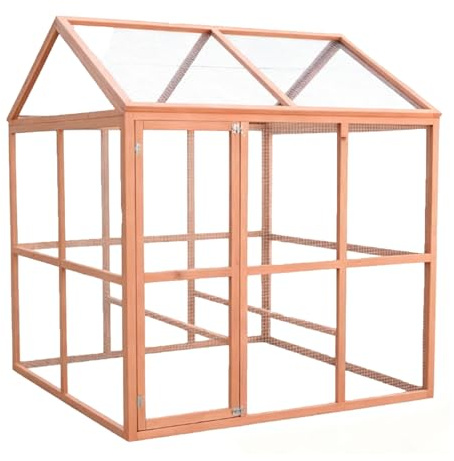 Großer Hühnerstall, Hühnerhaus Aus Holz, Geflügelgehege, Tierstall, Auslaufkäfig mit Sitzstangen und Türen, Kaninchen und Entenställe für Alle Tierarten(172cm)