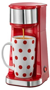 TELE WELT Smart Kitchen Mini machine à café rouge [avec gobelet isotherme] Machine à café filtre – Cafetière à filtre – Cafetière à filtre – Cafetière à filtre – Cafetière en acier inoxydable