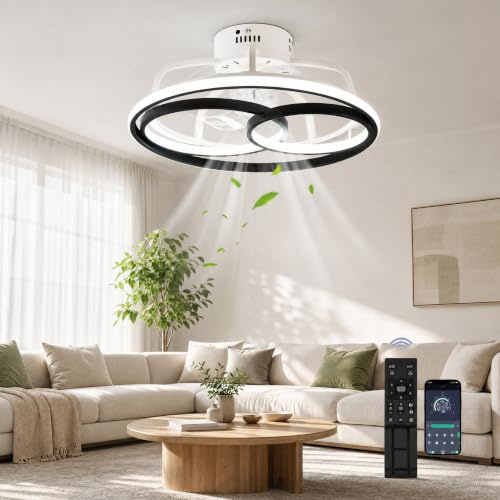 YuYe Deckenventilator Mit Beleuchtung, Ventilator Deckenleuchte, 3 Farbtemperatur und 6 Geschwindigkeiten LED- Deckenventilator mit Lampe Leise Dimmbar für Esszimmer Wohnzimmer Schlafzimme (C)