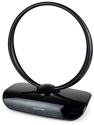 LLOYTRON Active Indoor Loop TV Antenna Aerial with Built-in LTE 4G Filter / Powerful Amplifier / 50dB gain / Digital Freeview Compatibility / Superior Frequency Range / Adapter Included - A3102BK - Black