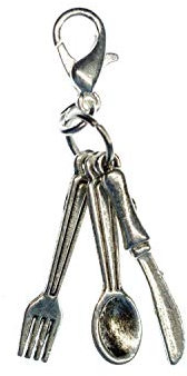 Miniblings Besteck Löffel Gabel Messer Charm Restaurant Essen Dinner - Handmade Modeschmuck I Kettenanhänger versilbert - Bettelanhänger Bettelarmband - Anhänger für Armband