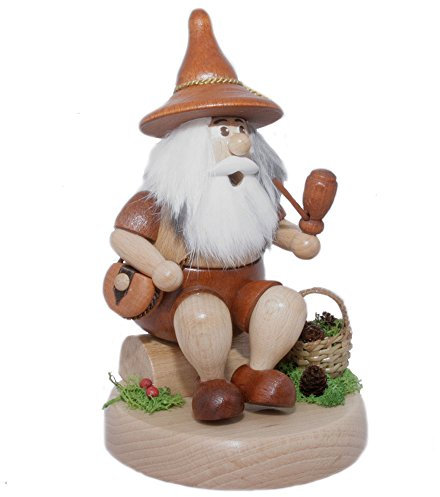 exclusiv-holzkunst Räuchermann Wichtel mit Zapfenkorb