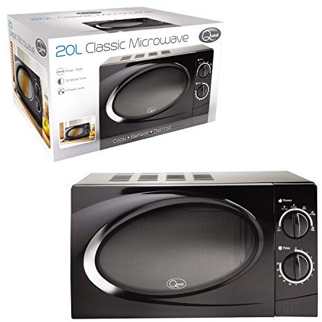 Quest 35860 20 Litre Classic Microwave / 700W Power / 30 Minute Manual Dial Timer / Reheat & Defrost Functions / 6 Power Levels / Black Colour