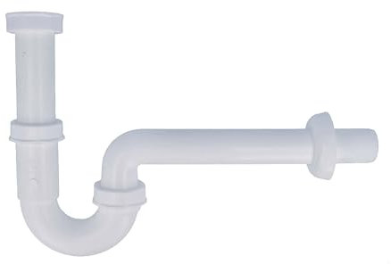tecuro, 1 sifone tubolare con curvatura antiodore 1/4 per lavabo, in plastica, bianco