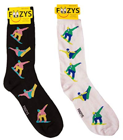 Foozys Men’s Snowboarder Cool Sports Novelty Crew Socks | 2 Pair…