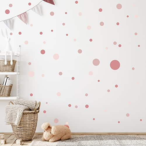 WANDKIND Kreise Set 120 Stück Wandtattoo für Babyzimmer V283 Aufkleber Sticker Kreis Wandaufkleber Kinderzimmer Punkte Dots Klebepunkte in verschiedenen Farben (Altrosa)