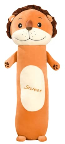 Almohada Larga de Animal de Peluche. Cojín de Animales para Dormir. Almohada de Felpa Suave. Regalo para Niños y Niñas. León 55cm