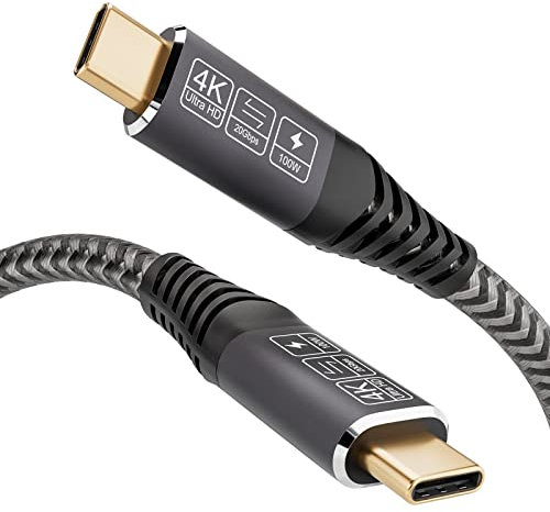 CAKOBLE Cavo USB C a USB C 20 Gbps, Cavo USB Type-C 3.2 Gen2, 100W 20V/5A Ricarica Rapida, Trasmissione Video 4K @ 60Hz Per Laptop, Telefoni Cellulari, Monitor, Dispositivi USB C 0.5M
