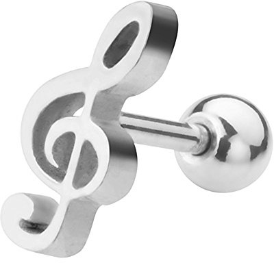 Taffstyle Tragus Ohr Knorpel Piercing Stecker Notenschlüssel