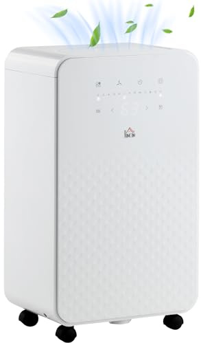 HOMCOM 10L/Day 2000mL Portable Quiet Dehumidifier Air Purifier Filter White | 24H Timer, 5 Modes, Electric Moisture Air Dehumidifier, for Home Laundry Basement