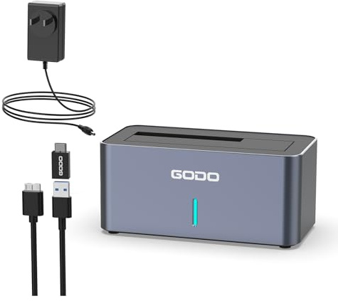 GODO SAS/SATA Hard Drive Docking Station Adapter, 2.5/3.5 inch USB 3.0 External SAS Enclosure, HDD SSD Converter with 12V/2.5A Power Adapter 20TB 10Gbps Tool Free…