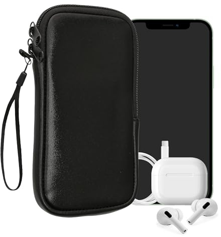 kwmobile Neopren Handytasche für Smartphones L - 6,5 - Handy Tasche mit Reißverschluss - Handyhülle universal Metallic Schwarz