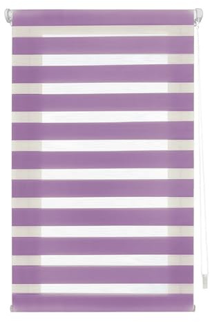 INTERBLIND | Tag- und Nachtrollo ohne Werkzeug - EasyFix-Rollo Größe 82 x 180 cm Breite x Höhe - Rollo ohne Bohren Stoffgröße 79 x 175 cm - Tages- und Nachtrollo, Lila