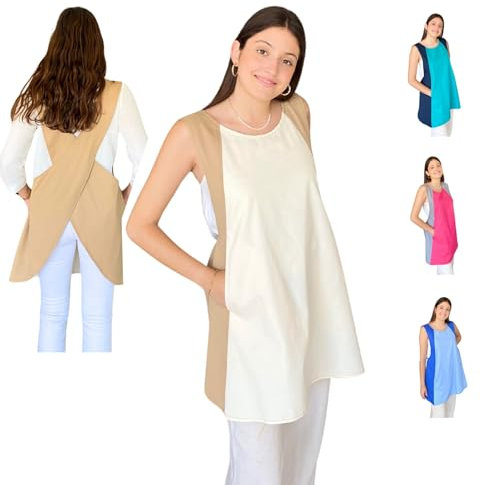 Didart Handmade Uniforme limpieza mujer,Bata profesora Infantil, Babis Maestra. Delantal Japonés, Delantal cruzado espalda, Bata de trabajo mujer, Uniforme Estética