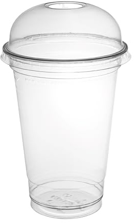 daybays Smoothiebecher to go 400 ml Ø95 mm mit Deckel, 800 Stück | Shakebecher mit Domdeckel und Rundloch, Einweg Trinkbecher für Smoothies, Bubble Tea und Kaltgetränke
