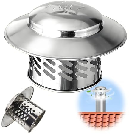 7.5/8/11/16/20 Cm Comignolo Cappello, Cappa Di Ventilazione In Acciaio Inox 304, Tappo Per La Pioggia Del Tetto, Cappuccio Del Tubo Della Stufa, Per Scarico Fumi(20 cm(7.87 in))