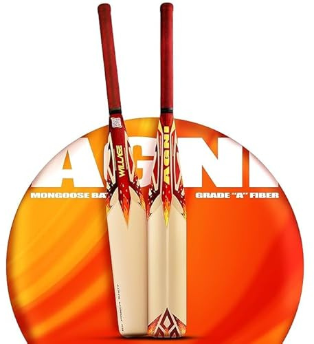 AYN Agni - Mazza da cricket in plastica, resistente, a grandezza naturale, leggera, per colpi potenti, tennis, palla dura, per giocare e fare sport, per tutte le stagioni, con impugnatura antiscivolo