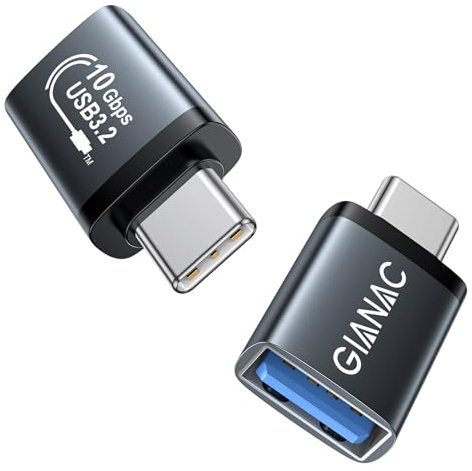 GIANAC Adapter USB C auf USB (2 Stück) 10Gbps Typ C Adapter auf USB 3.2 Buchse Handy-OTG-Adapter Thunderbolt 3 kompatibel mit iPhone16/15 Serie,MacBook Pro,Galaxy S24 und Andere Smartphone & Tablet