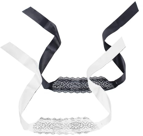 HoveeLuty 2-teilige Spitzen-Augenmaske für Frauen, sexy Hohle Spitzen-Augenbinde für Spiele mit Erwachsenen in Weiß und Schwarz, durchsichtige -Maskenballmaske mit Bändern für Halloween, Cosplay-Par